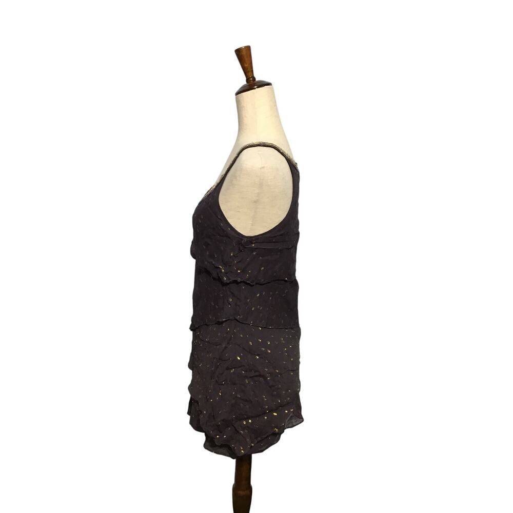 Free People Black & Gold Metallic Ruffle Tunic - Picture 3 of 8